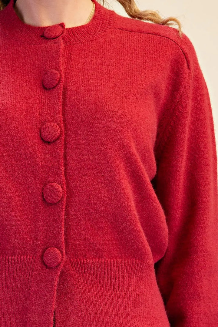 Classic Sweater Cardigan - Cherry
