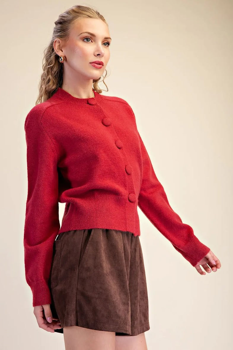 Classic Sweater Cardigan - Cherry