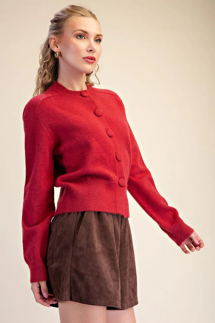 Classic Sweater Cardigan - Cherry
