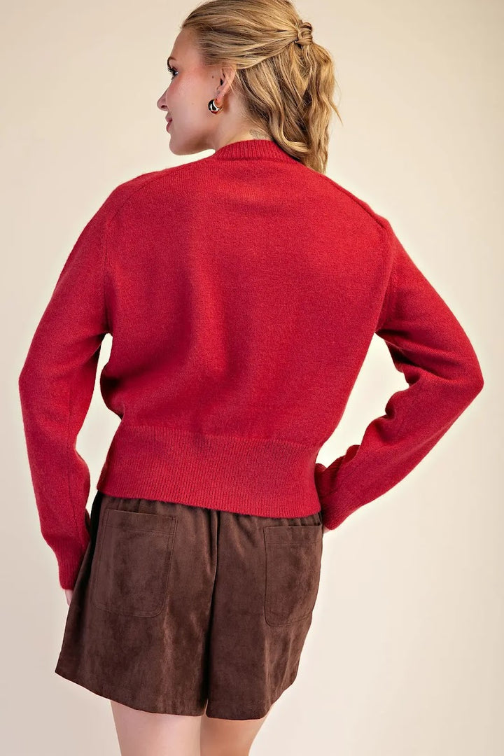 Classic Sweater Cardigan - Cherry