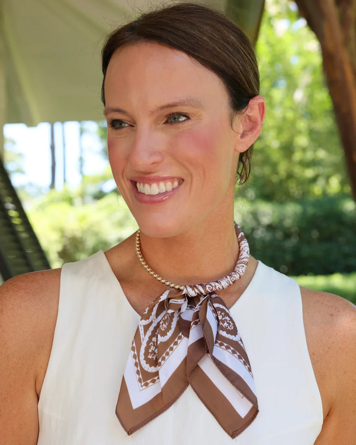 Laya Beaded Scarf Necklace - Chocolate