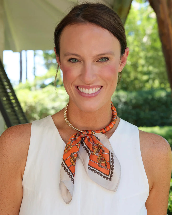 Laya Beaded Scarf Necklace - Orange