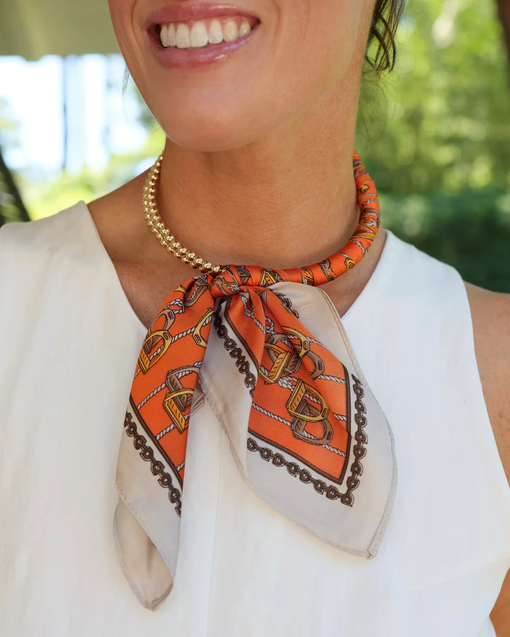 Laya Beaded Scarf Necklace - Orange