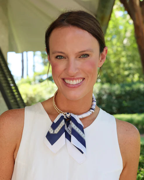 Laya Beaded Scarf Necklace - Navy