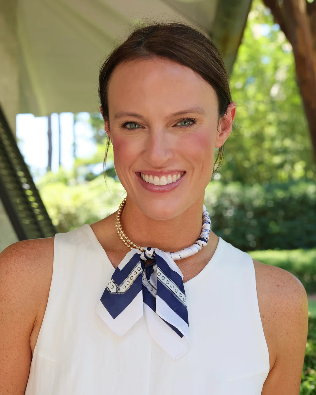 Laya Beaded Scarf Necklace - Navy