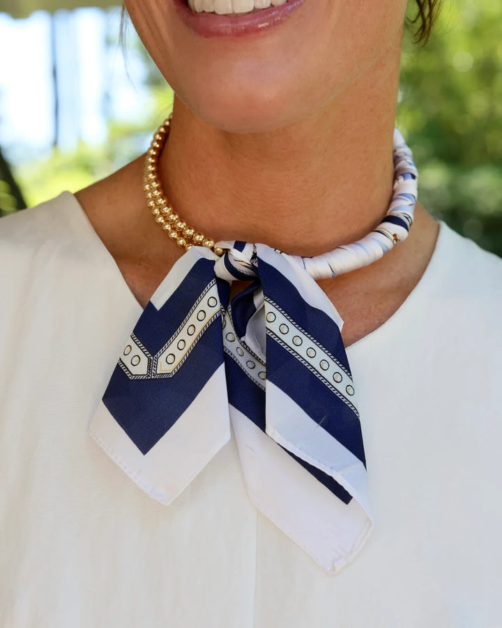 Laya Beaded Scarf Necklace - Navy