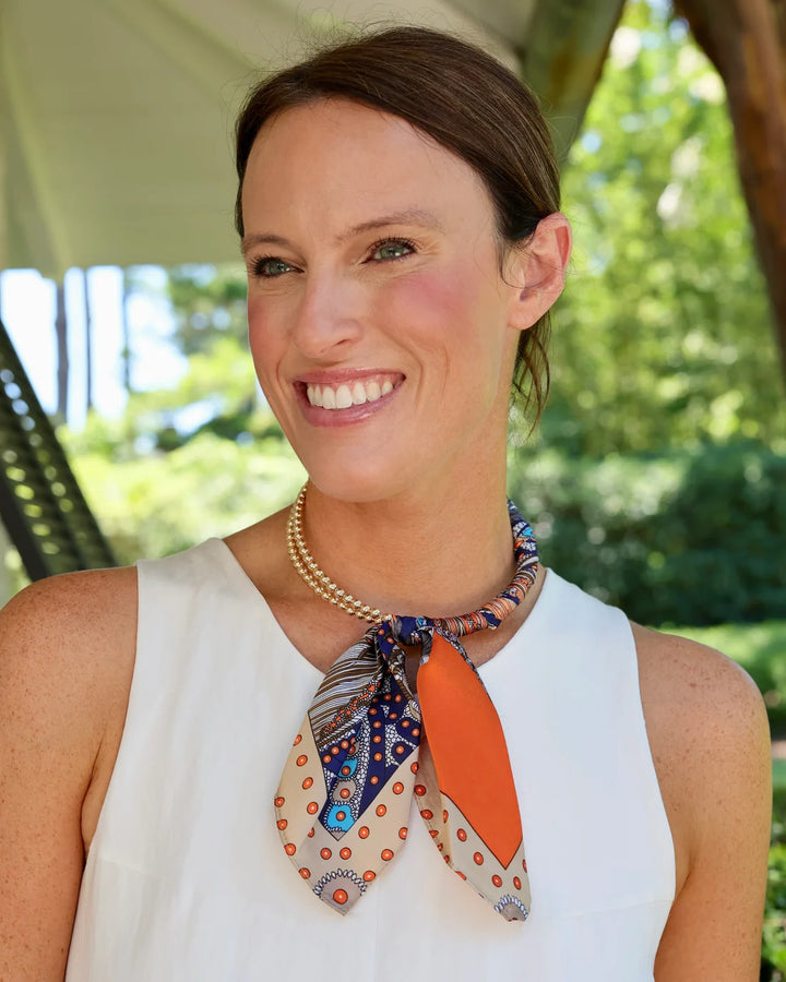 Laya Beaded Scarf Necklace - Orange Multi