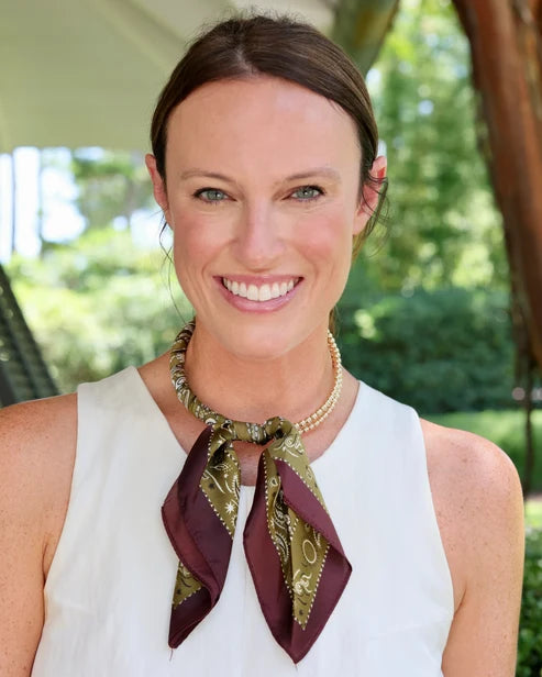 Laya Beaded Scarf Necklace - Olive