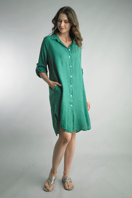 The Toni Linen Dress - Green