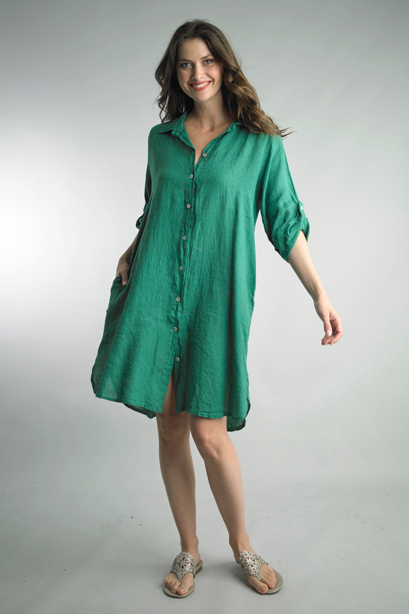 The Toni Linen Dress - Green