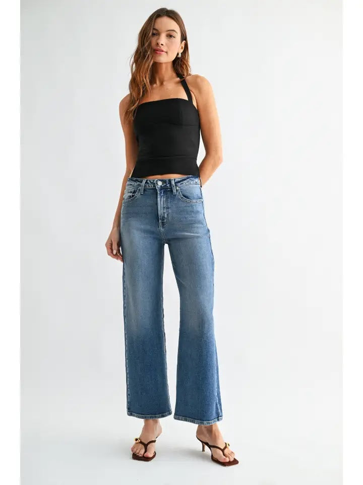 Delilah Wide Leg Jeans - Dark Denim