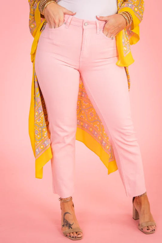 Savannah Cropped Straight Jean - Pink