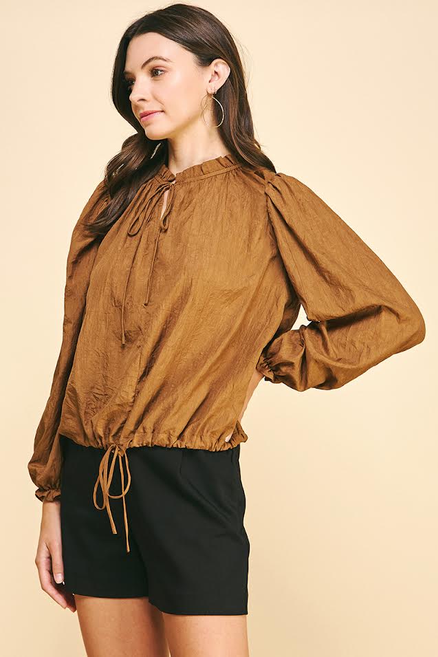 The Paper Crepe Top - Toffee