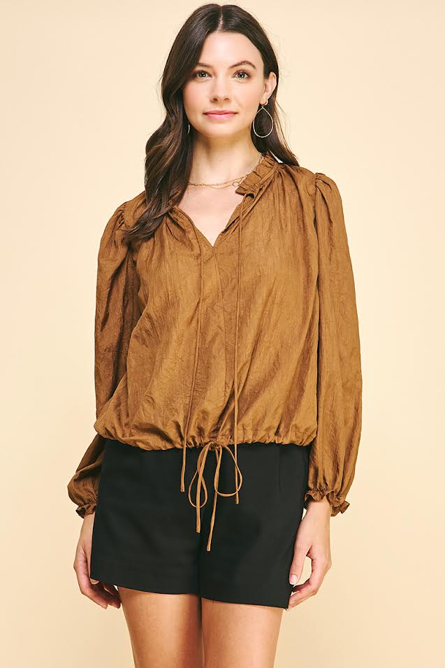 The Paper Crepe Top - Toffee
