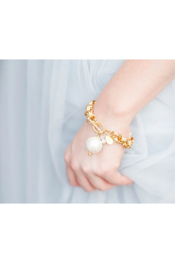 Double Chain Pearl Bracelet - Gold