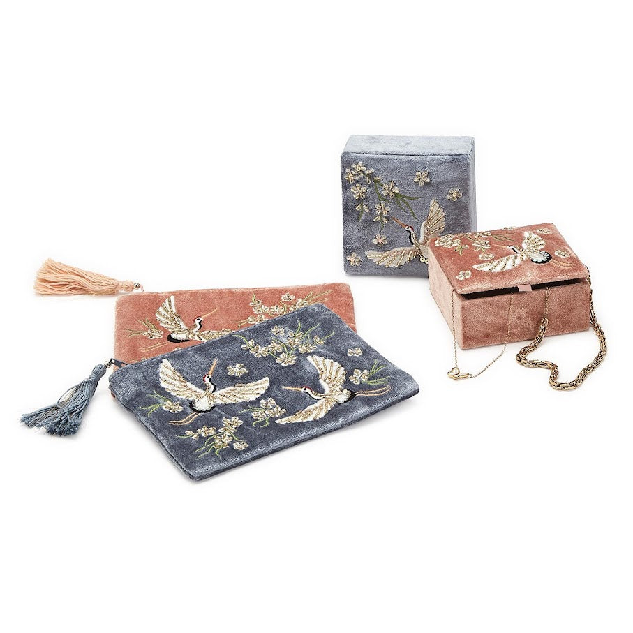 Heron Embellished Box - Pink