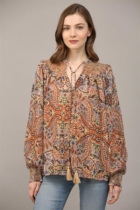 Paisley Does It Blouse - Taupe Multi