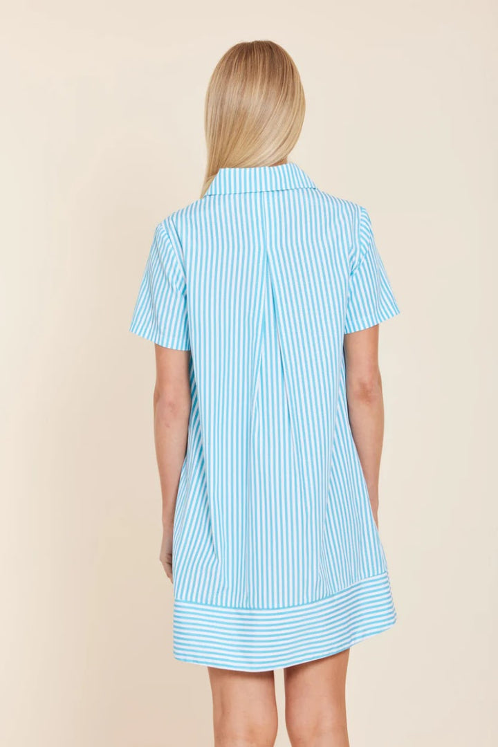 Tammy Mini Dress - Teal/White