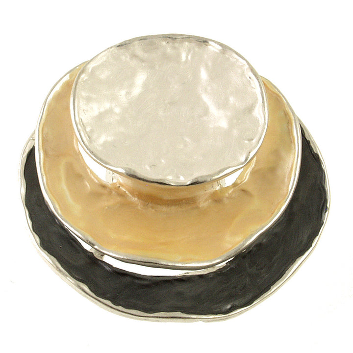 Circle Stack Brooch - Silver Gold Black