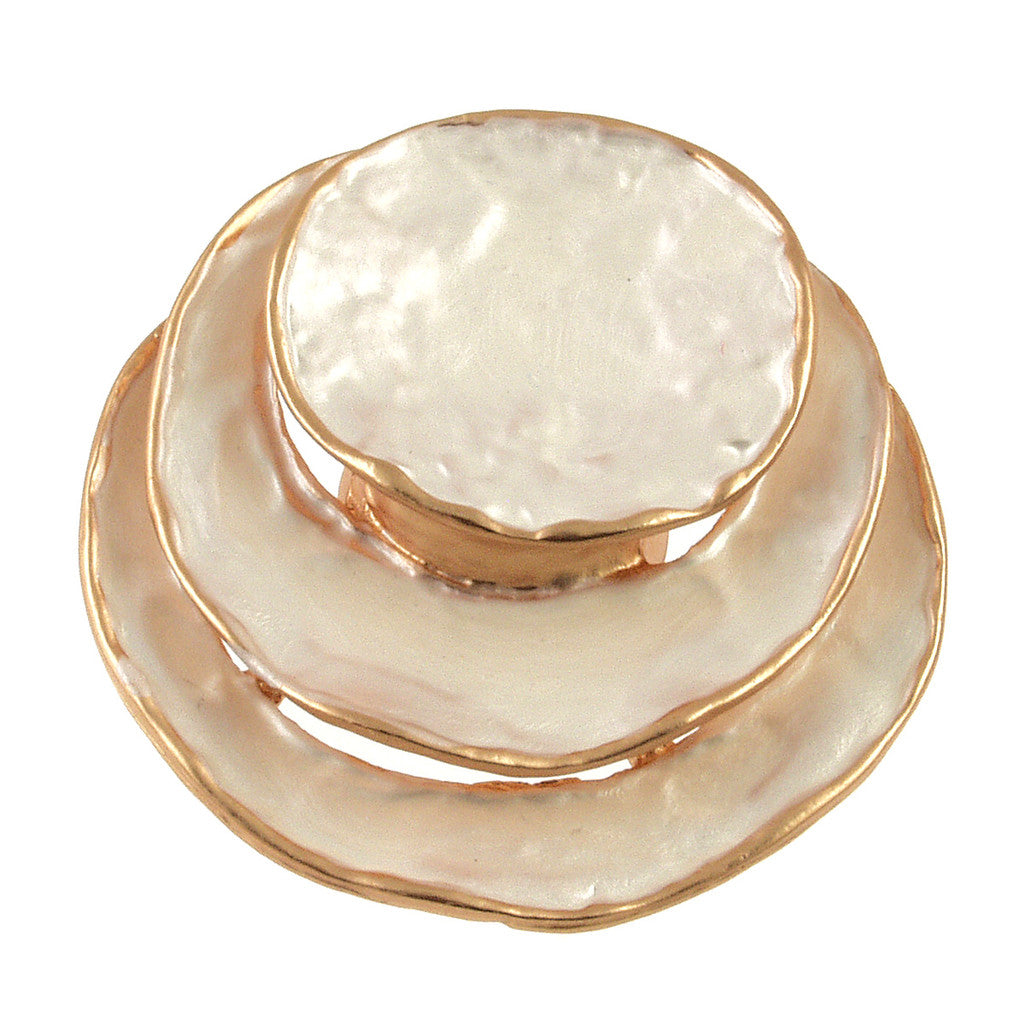 Circle Stack Brooch - Gold White