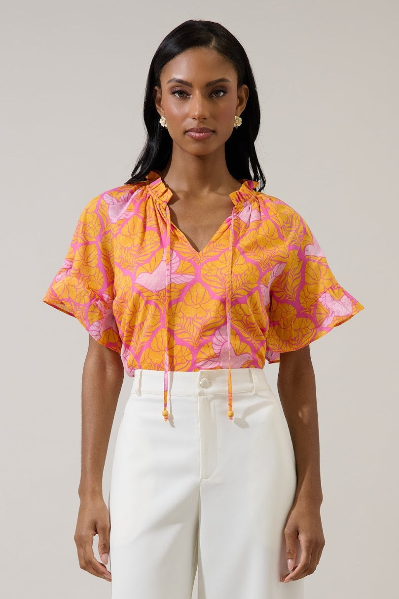 Jaidy Top - Orange Pink Multi