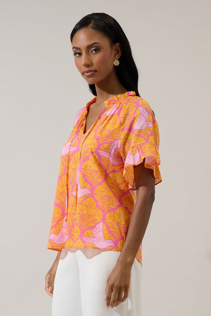 Jaidy Top - Orange Pink Multi