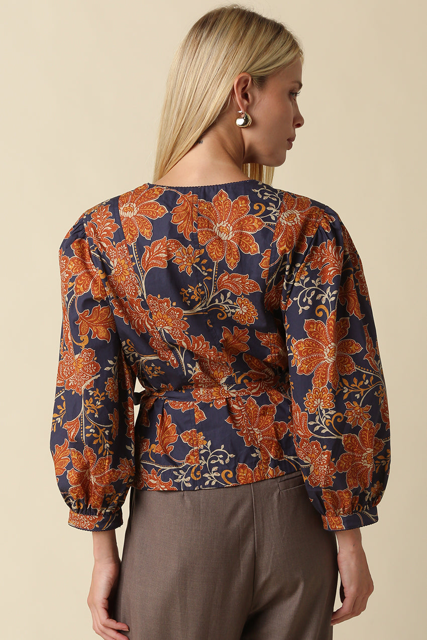 Cute Peplum Top - Navy Rust