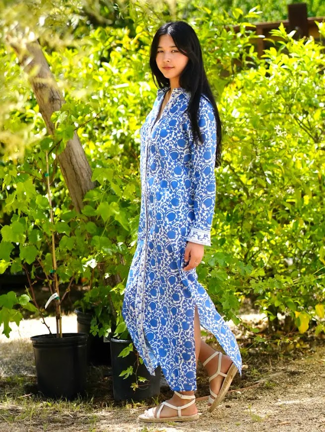 Adriana Shirt  Dress - Blue