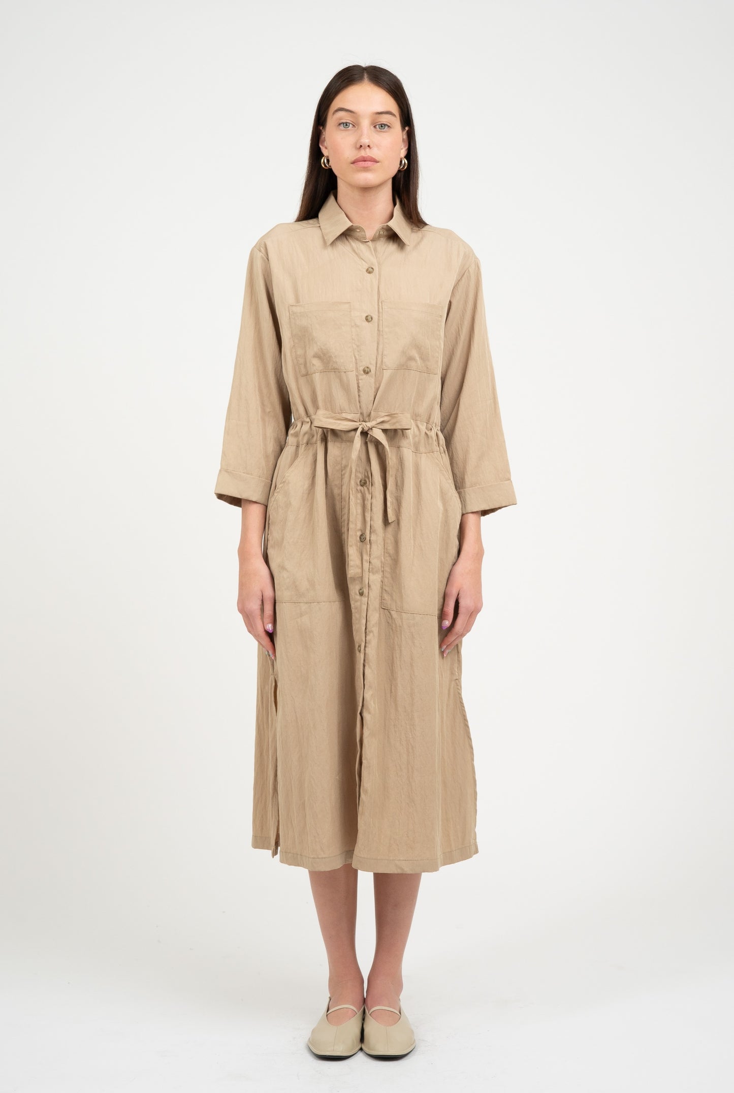 Marcia Shirt Dress - Beige