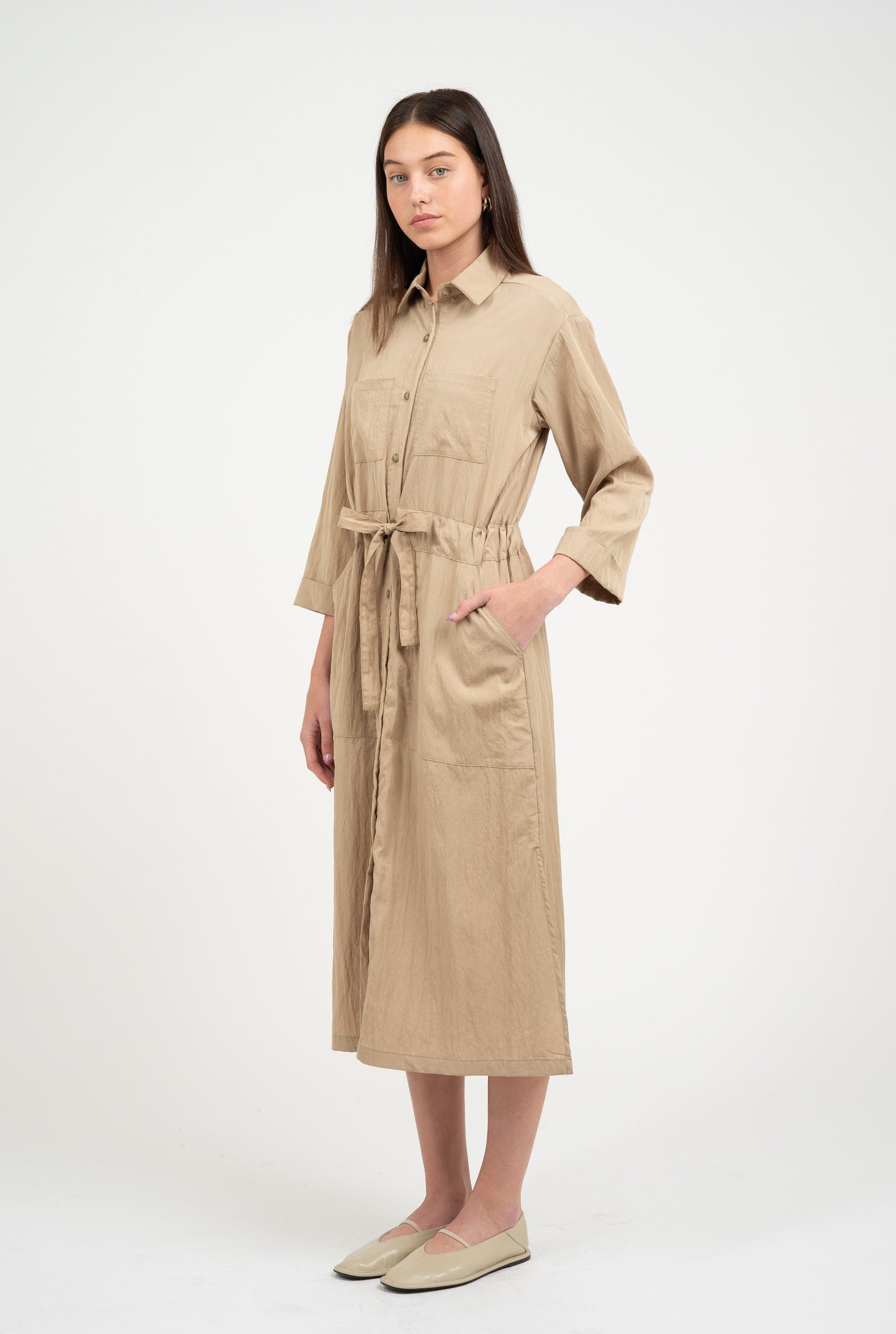 Marcia Shirt Dress - Beige