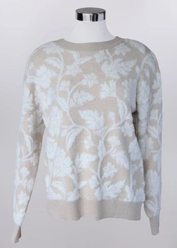 Cozy Pull Over Sweater - White Tan