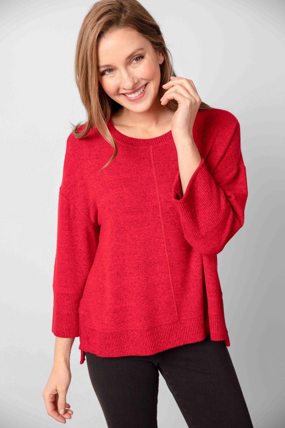 Heathered Pullover - Cranberry