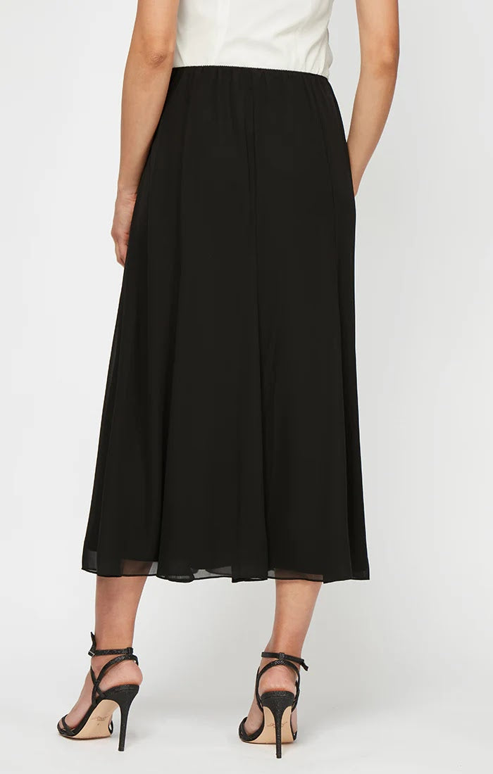 Tea Length Panel Chiffon Skirt - Black