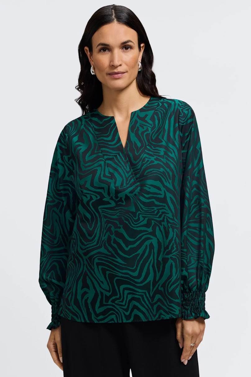 Alicia Zebra Jacquard Shirt - Green Black