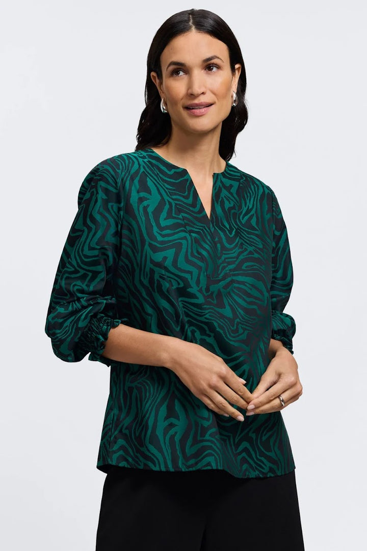 Alicia Zebra Jacquard Shirt - Green Black