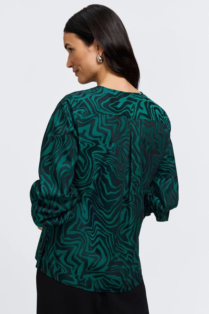 Alicia Zebra Jacquard Shirt - Green Black