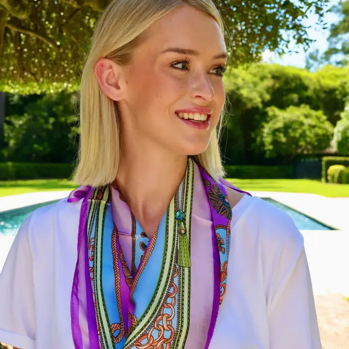 Trellis Tassel Scarf - Lavender