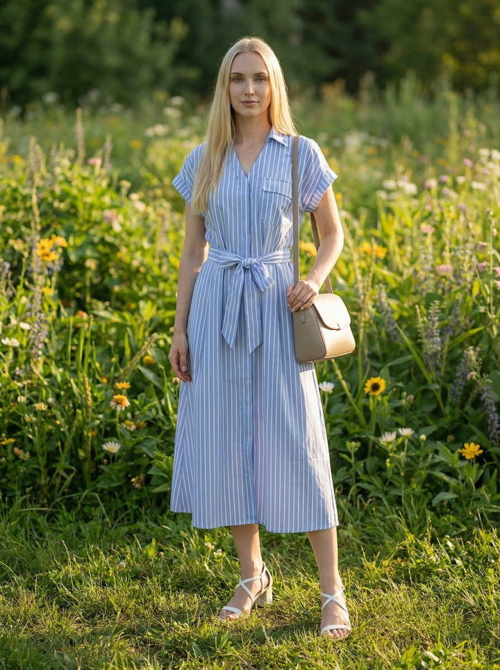 Monica Dress - Blue/Pink