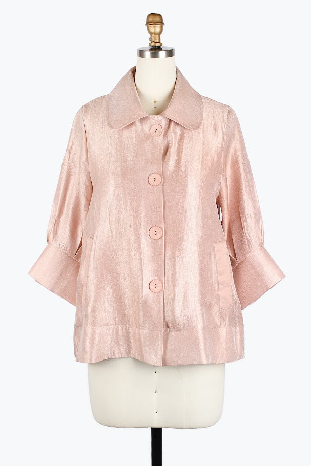 Banded Hem Collar Jacket - Rose Gold