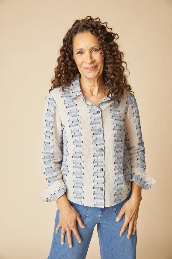Embroidered Cotton Top - Dove