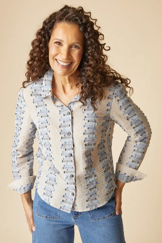 Embroidered Cotton Top - Dove
