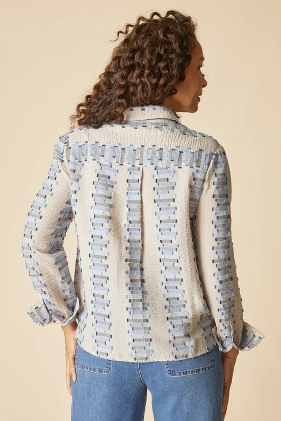 Embroidered Cotton Top - Dove