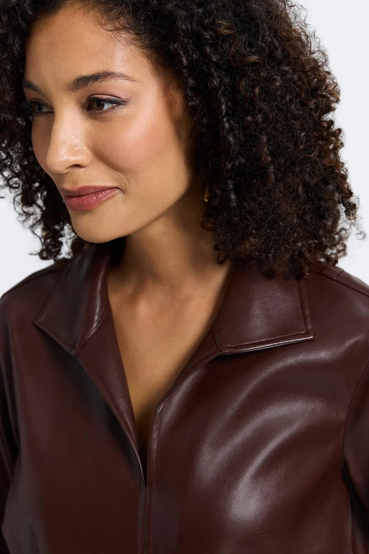 Agnes Vegan Leather Shirt - Chicory