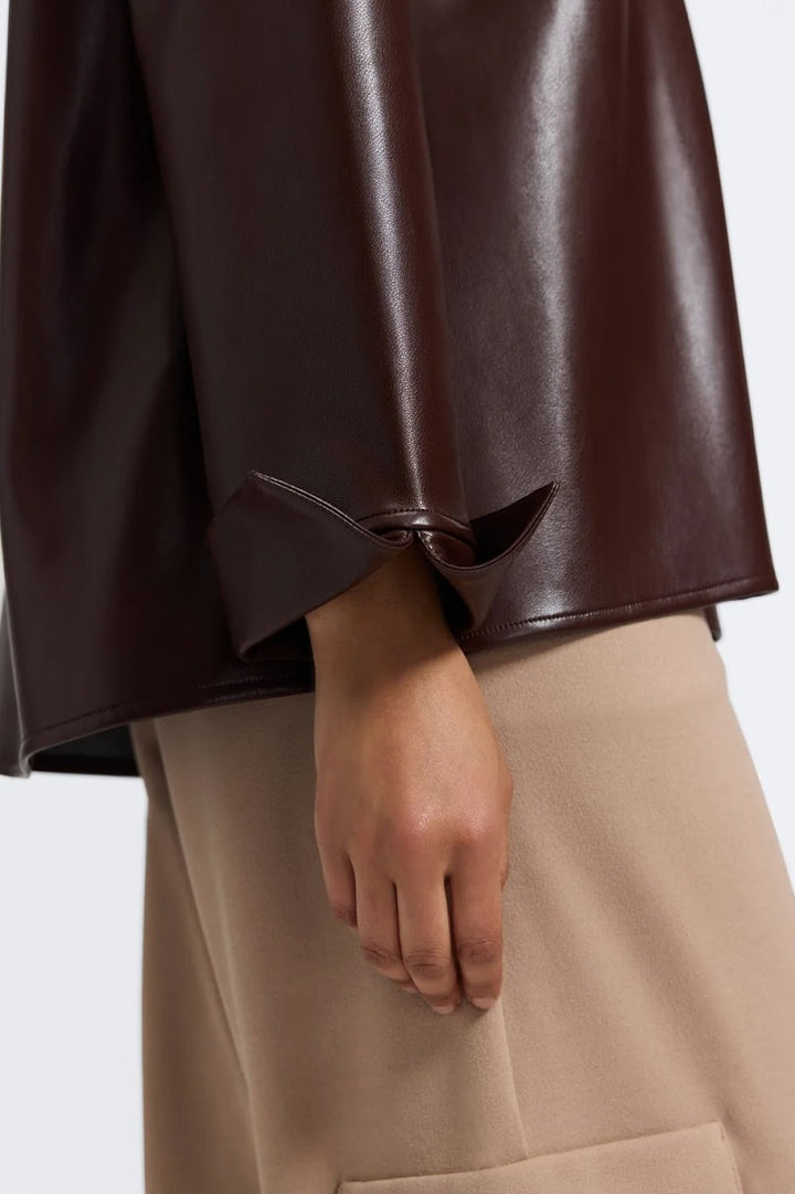 Agnes Vegan Leather Shirt - Chicory