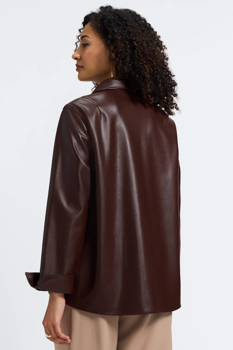 Agnes Vegan Leather Shirt - Chicory