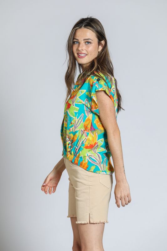 FINAL SALE: My Cotton Blouse - Lime Green Multi