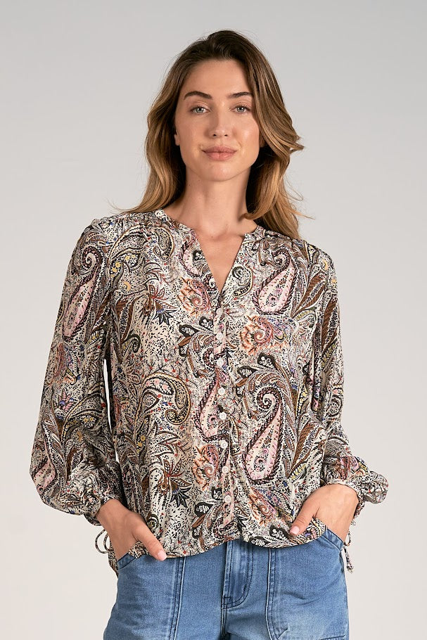 Pretty In Paisley Top - Beige Paisley