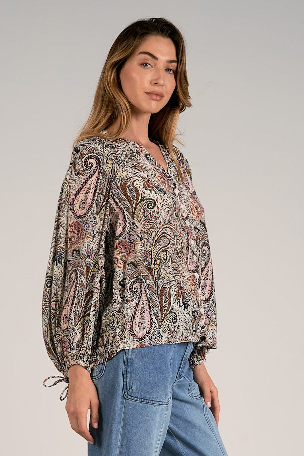 Pretty In Paisley Top - Beige Paisley