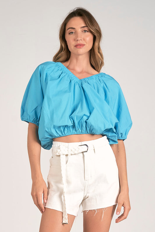 The Aliyah Crop Top - Azure