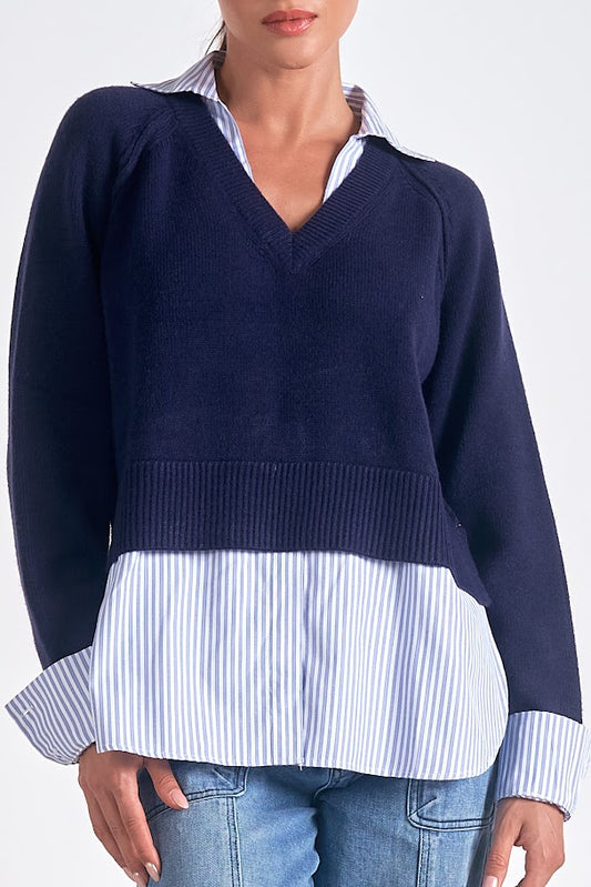 Colleen Sweater Shirt - Navy Blue